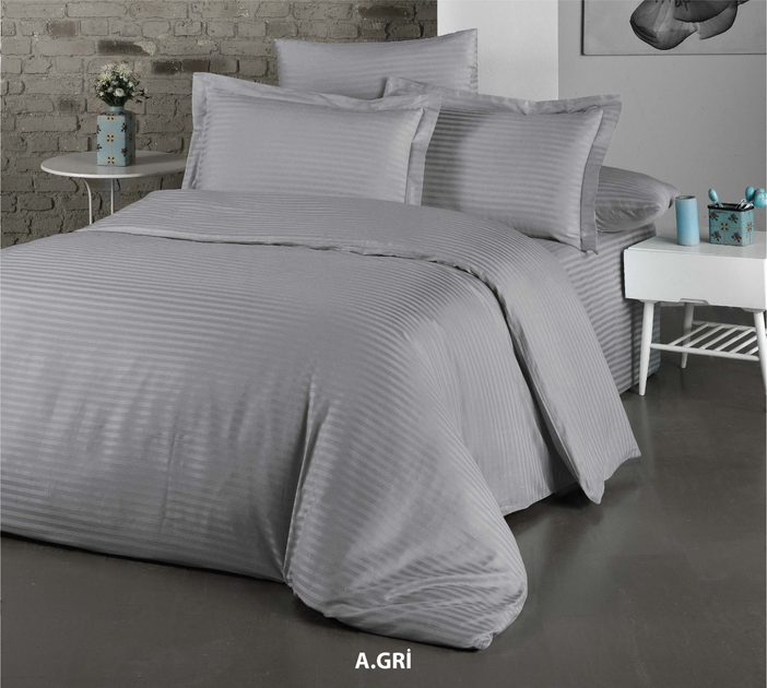 Постільна білизна Cotton Shine стреп сатин (Сірий, 200х220)